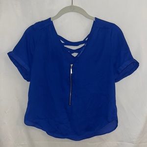 Blue business casual blouse